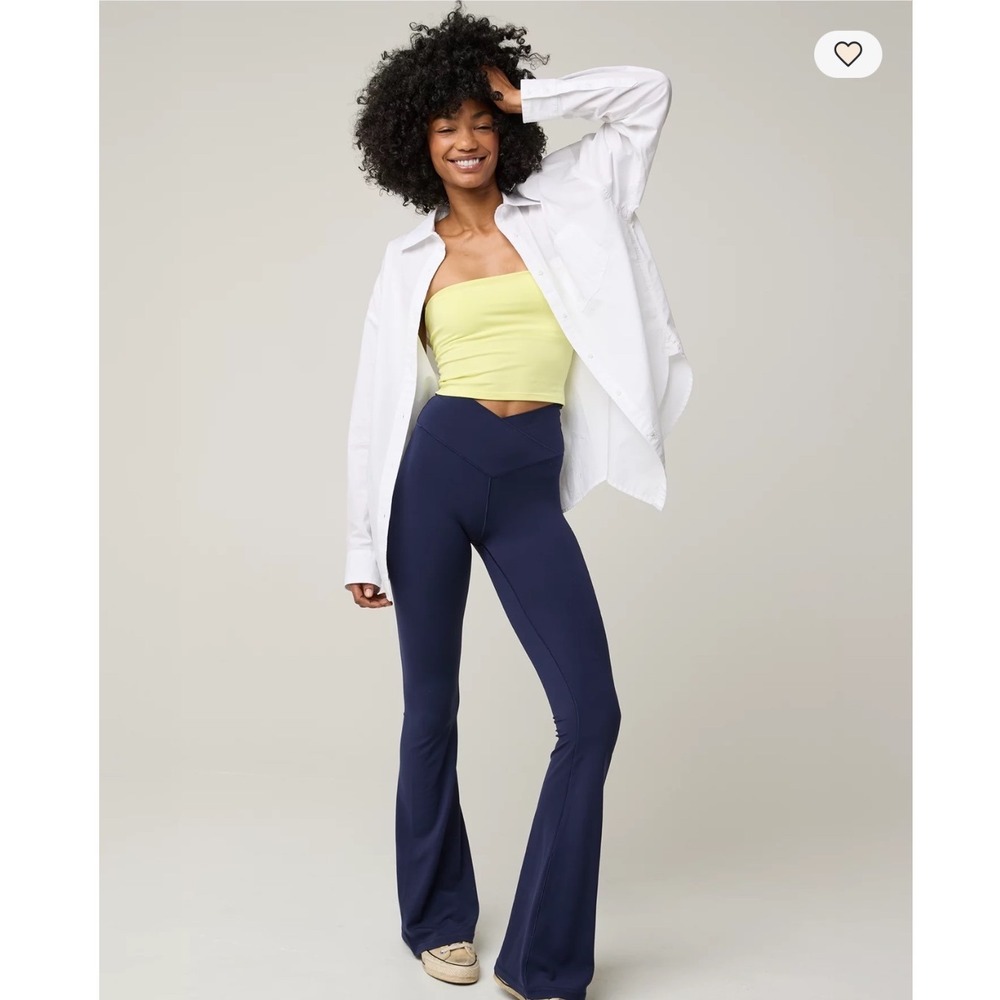 OFFLINE by Aerie Real Me Crossover‎ Flare Leggings Navy Blue XS High Rise Yoga